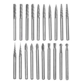 Gasea 20pcs 3mm 1/8" Shank Double Cut Head Tungsten Carbide Rotary Burr Set for Woodworking, Carving, Engraving