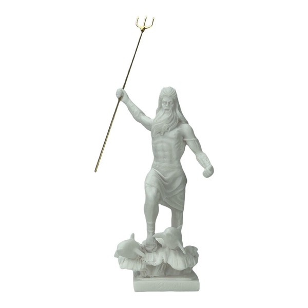 Poseidon Greek God of the Sea Neptune Statue Sculpture Figurine White