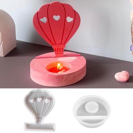 Silikonformen Gießformen Kerzenhalter, Heißluftballon Silikonform Kerzenhalter mit Sockel Baum Gießform Kerzenhalter Silikonform Baum Gipsform zum Gießen Gießformen Silikon Sommer für Handwerk (A)