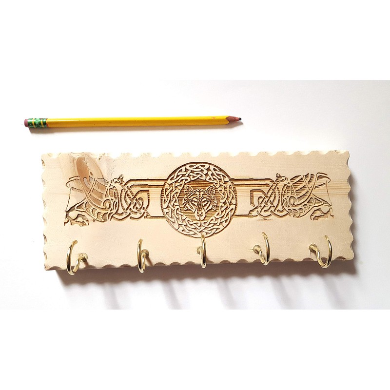 Decorative Celtic Wolf Key Hanger, Wall Mounted Hook Organizer
