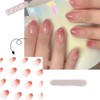 24pcs Short Almond French Pink Gradient False Nails Press On