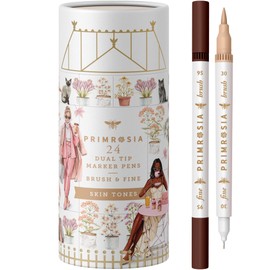 Primrosia 24 Skin Tones Dual Tip Marker Pens, Hair and Portrait Watercolor Sketch Set – Fine and Brush Ends, Art Supplies for Coloring, Sketching and Drawing