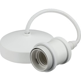 Knightsbridge 6" E27 Vintage Pendant Set - Matt White (8271MW)