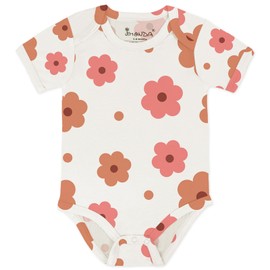 Jimonda Baby Bodysuits Rayon from Bamboo Short Sleeve Baby Boys Girls Rompers Soft Outfits Newborn Clothes (Flower,6-9 Months)