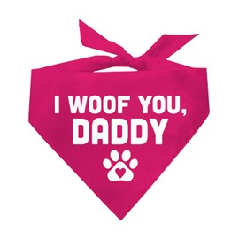 I Woof You Daddy with Heart Paw Dog Bandana (758 Hot Pink, One Size)