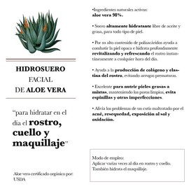 HIDROSUERO FACIAL 98% ALOE VERA ORGÁNICO