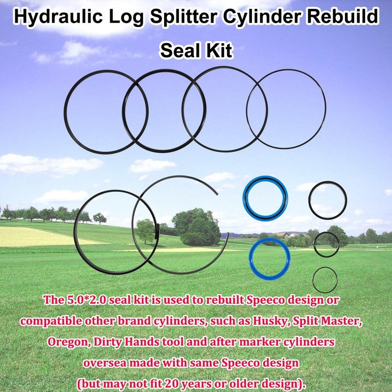 Ezbzyz Hydraulic Log Splitter Cylinder Rebuild Seal Kit for 5.0"