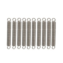 sourcing map Tension Spring Wire Diameter 0.02 Inch AD 0.12 Inch Free Length 0.98 Inch Stainless Steel Small Double Hook Tension Spring Pack of 10