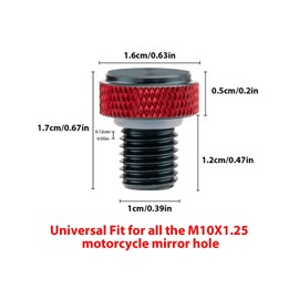 Mofun Motorcycle Mirror Hole Plug M10x1.25 Thread, Two-Color Universal Motorcycle View Mirror Screws Compatible with Honda Fit Yamaha Fit Kawasaki Fit Suzuki Fit Ducati Fit Indian 3PCS