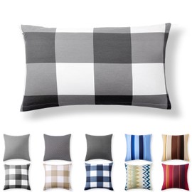 Alreya Renforcé Pillowcase, 100% Cotton, Super Soft Pillowcase with YKK Zip, Pillow Slip Only, 40 x 80 cm, Anthracite, Chequered