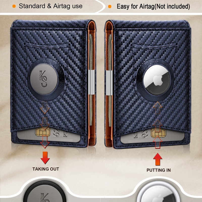 KS Mens Wallet Gift Airtag or Standard Use,Slim Front Pocket