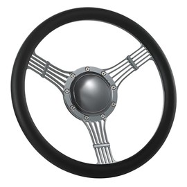 14" Gun Metal Billet Steering Wheel Half Wrap with Horn Button-Black