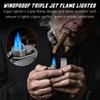 LIHTUN Multi-Function Cigar Torch Lighter - Built-in Cigar Holder &