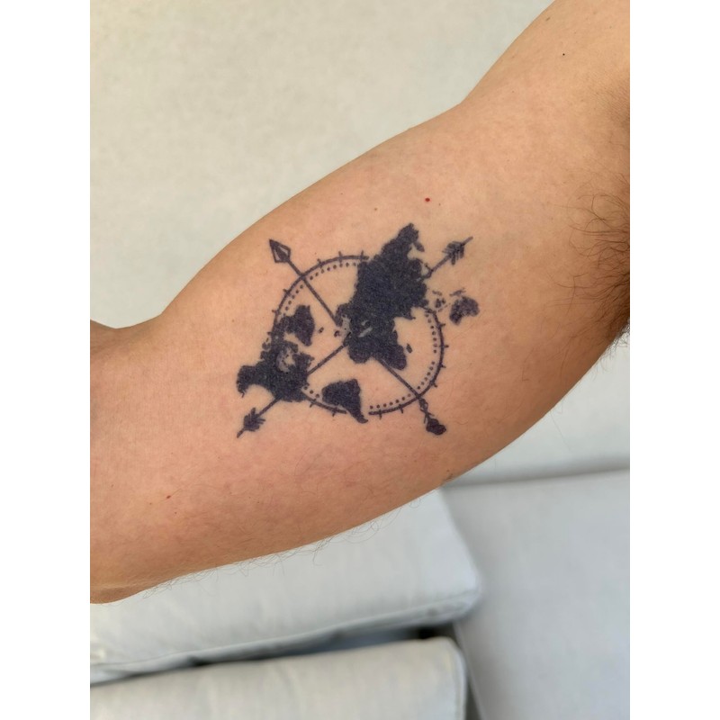 4 Sheets of Long-Lasting Compass Tattoos World Tattoos Semi-Permanent Tattoos
