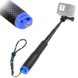 YALLSAME Waterproof Selfie Stick, 7'' - 23'' Short Extension Stick Compact Hand Grip Monopod Pole for GoPro Hero 13 12 11 10 9 8 7 6 5 4 Session Max Insta360 X3 GO3 AKASO DJI Osmo Action 4 3 2 1