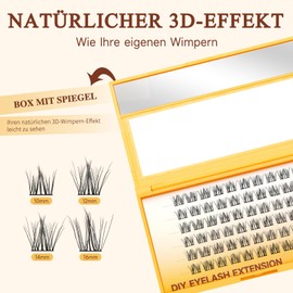 QUEWEL Lash Clusters, Pack of 60, Eyelash Clusters, 12 mm, 3D DIY Eyelash Extensions, Soft and Fluffy Individual Eyelash Extensions, Create Natural Look at Home (LTM02-12 mm)