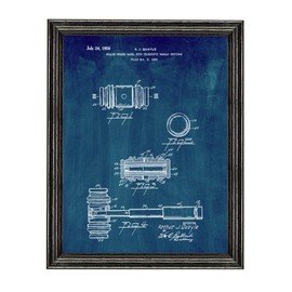 Judge's Gavel Patent Art Midnight Blue Print in a Black Wood Frame (11" x 14") M10298
