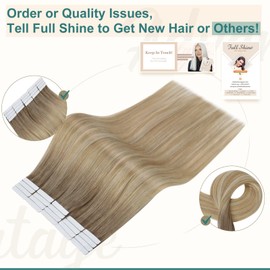 Full Shine Hair Extensions Tape in Real Hair Color 6 Fading to 27 Honey Blonde and 60 Platinum Blonde Highlighted 12 Inch Tape in Hair Extensions Human Hair 30 Gram Tape in Extension Human Hair 20 Pcs Tape ins