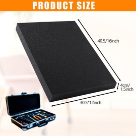 2 Pcs Polyurethane Foam Sheet, 16 x 12 x 1.5Inch Foam Inserts for Cases Cuttable Polyurethane Foam Pads Tool Box Foam for Cases Camera Toolbox Storage and Crafts