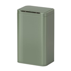 ELPHECO Stainless Steel Office Trash Can 6.6 Gallon Motion Sensor Garbage Bin Rectangular Automatic Touch Free Waste Bin for Hotel and Living Room, Avocado Green, 3AA