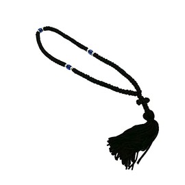 Blessed Handmade 100 Knots Prayer Rope Greek Russian Komboskoini Christian Orthodox Black With Blue Beads from Mt Athos Fragrance With Holy (Chrism- Myrrh)