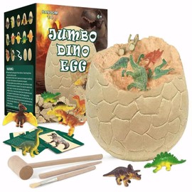 cocoriko Giant Dinosaur Egg Excavation Kit T-Rex Dinosaur Toy with 14 Dinosaur Figures Educational Toy (Jumbo Dinosaur Eggs)