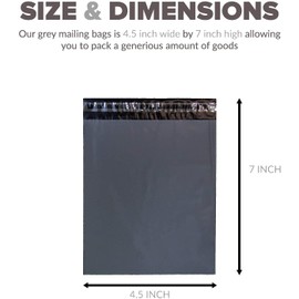 Mailing Bags Postage bags Shipping bags Parcels bags - Tamper Proof, Water Proof Grey Mailing Bags - Choose From16 Sizes XSmall to XXXXLarge - Pack of 100 (4.5x7 inch)
