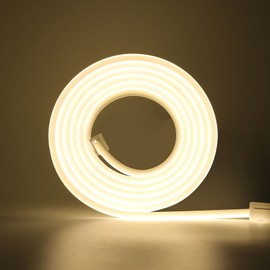 Wisada 220 V LED Strip 4 m, 288 LEDs/m Flexible High Density Natural White 4000 K CRI≥85 FCOB LED Strip, IP65 Waterproof Super Bright COB LED Strip Light with Switch Plug for Bedroom, Cabinet Lighting