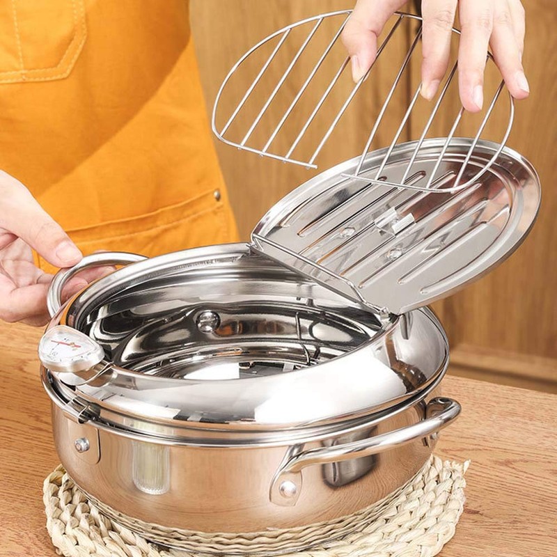 TAMUME 2.5 L Frying Pot with Stainless Steel Lid and