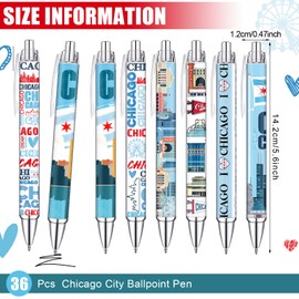 Sayglossy 36 Pcs Chicago City Ballpoint Pen Collectible Gift Pen Bulk Retractable Souvenirs USA Chicago City Souvenirs for Office Supplies, 6 Styles, Black Gel Ink