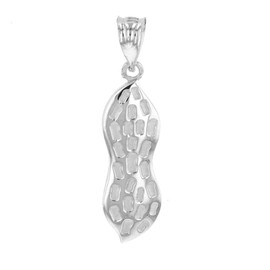 Textured 925 Sterling Silver Peanut Necklace Pendant