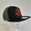 Otto Anarchy Embroidered Patch Flat Bill Trucker Mesh Snapback Black
