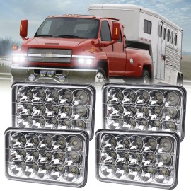 CHUSYYRAY 4PCS 4x6" LED Headlights High/Low H4 Fit For GMC C4500 C5500 Topkick 2003-2009