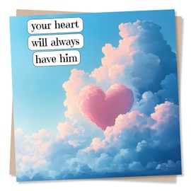 Deep Sympathy Card on Loss of Him - Husband, Grandfather, Brother, Child, Father, Relative - Heart, Clouds - Grief, Condolonces, Loss - For Friend, Bestie, Relative, Partner, Colleague