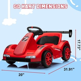 12V Electric Go Kart with Remote Control, Battery Powered, Cool Lights, Bluetooth Music, Swing Car & Outdoor Birthday Gift Toy for Boys 6-8 Years:_green