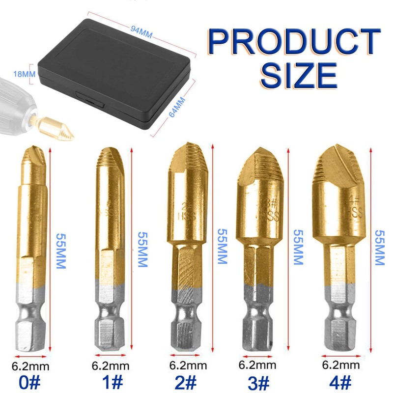 JONMON Screw Extractor - 5Pcs Damaged Screw Remover Kit Set,