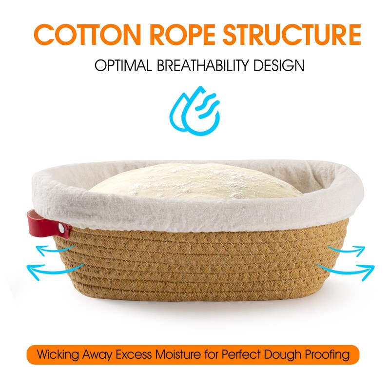 Sourdough Starter Kit, Handmade Cotton Rope oval and round banneton