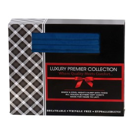 Elegant Comfort Luxurious Microfiber GIFT BOX 4-Piece Bedding Sheet Set, Breathable, Soft 1500 Premium Hotel Quality, Deep Pocket and Easy Fit, California King, Navy Blue