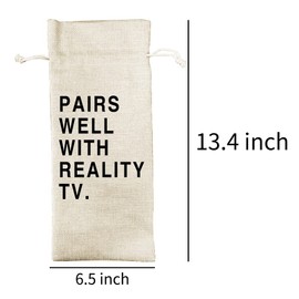 DOI-LANEE Pairs Well with Reality TV Wine Bag, Pandemic Gifts for Best Friend, Funny Best Friend Gift Wine Bag (DL073)