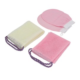 African Exfoliating Net, African Bath Sponge, Long Mesh Bath Sponge, Exfoliating Shower Body Washer for Daily Use (Pink Beige)