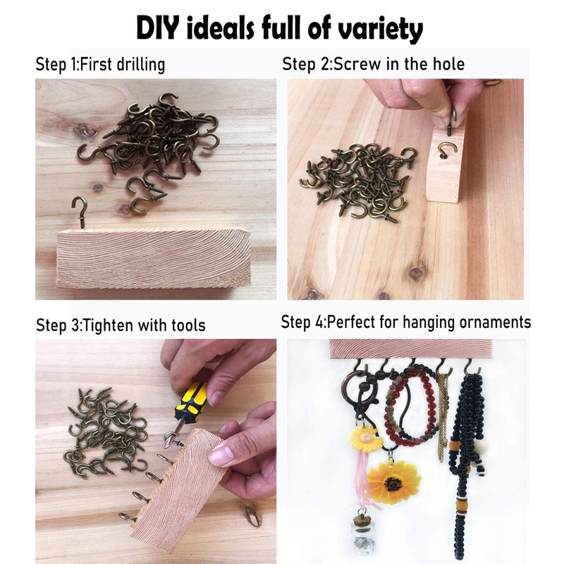 IDEALSV Small Bronze Ceiling Hooks - 5/8'' Screw-in Lights &
