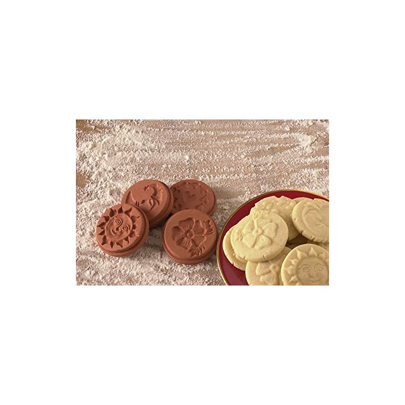 JBK Pottery Terra Cotta Cookie Stamps for Baking, Oven &