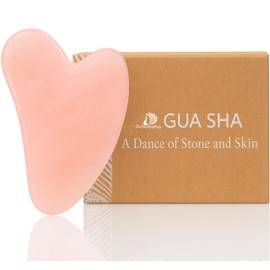 DoSensePro Rose Quartz Gua Sha Facial Tool - Heart-Shaped Crystal for Puffiness, Lymphatic Drainage, Facial Sculpting & Relaxation - Hand-Carved Stone from Brazil, Used in Traditional Beauty Rituals