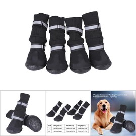 Zerodis Pack of 4 Dog Boots Black Non-Slip Dog Shoes Waterproof Warm Protective Boots for Medium and Large Dogs (Blue XL)