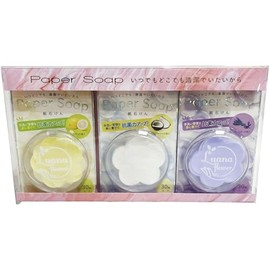 Q-FLA 799686 Soap Flower Paper Soap, Set of 3, A, Lemon, Coconut, Lavender, Mix, Hand Wash, Hand Soap