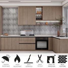 DEKKOR 10-Sheet Peel and Stick Marble, 12 in. x 12 in. Backsplash Waterproof Tile Stick on Wall for Kitchen, Bathroom, Living Room, Bedroom (Pietra Gray Marble)