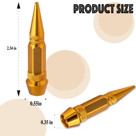 MEAJOO 6PCS Spiked Style Tire Valve Stem Caps, Universal Aluminium Alloy Dustproof Tire Valve Stem Covers for Cars, SUV, Trucks, Bikes, Motorcycles, Bicycles(60MM & Gold)