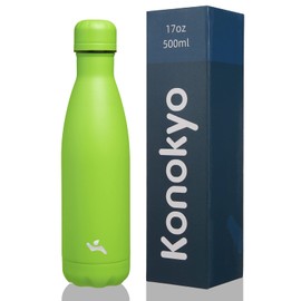 Konokyo Botellas de agua de acero inoxidable aisladas de 17 onzas, botella de agua deportiva, verde