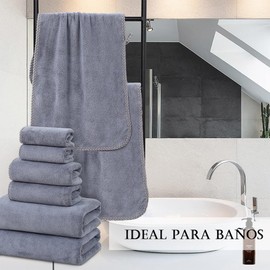 NANWEI Toallas, Super Suave y Fuerte Absorción de Agua, para Hogar Hotel Gimnasio (Gris, 4 Toallas de Mano)