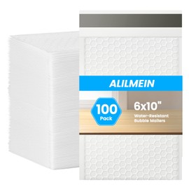 Alilmein 6×10" Inch Bubble Mailers 100 Pack Waterproof Padded Envelopes Self Seal Adhesive Shipping Bags for Mailing Cards Jewelry Makeup and Small Business Packaging